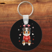 Porte-clés Cute Australian Shepherd Valentine Heart Valentine (Recto)