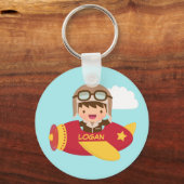 Porte-clés Cute Aviator Boy Avion Aventure Pour Enfants (Recto)
