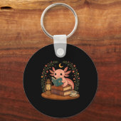 Porte-clés Cute Axolotl Reading Books Cozy Bookworm (Recto)