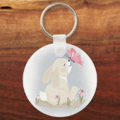 Porte-clés Cute baby Bunny et butterfly. (Recto)