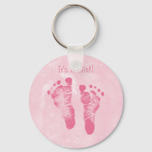 Porte-clés Cute Baby Girl Footprints Birth Announcement