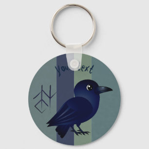Porte-clés Cute baby raven w runic symbol of wisdom in Corfu