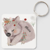 Porte-clés Cute Baby Wombat Gold Speckle Nom personnalisé (Dos)