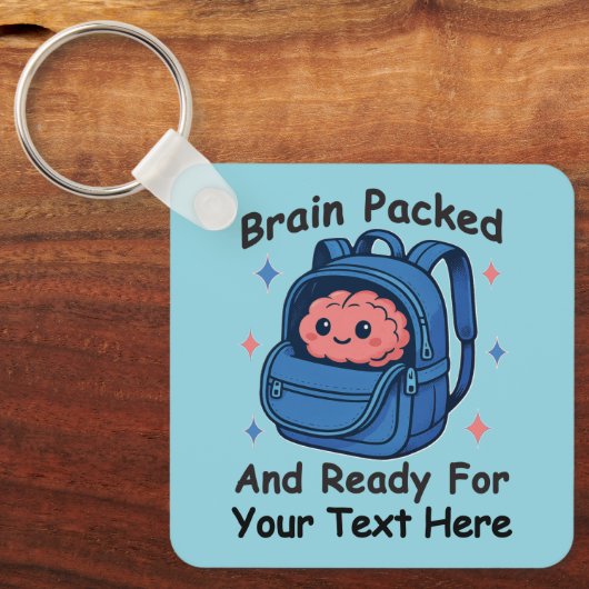 Porte-clés Cute Back-to-School Customizable “Brain Ready" (Recto)