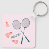 Porte-clés Cute Badminton Birdie Racquet CUSTOM Retro (Dos)
