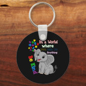 Porte-clés Cute Be Kind Elephant Et Puzzle Pièce Autisme Awar (Recto)