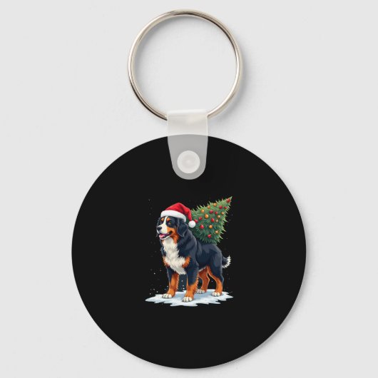 Porte-clés Cute Bernese Mountain Dog in a Christmas Tree for (Recto)