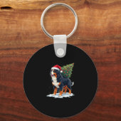 Porte-clés Cute Bernese Mountain Dog in a Christmas Tree for (Recto)