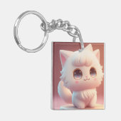 Porte-clés Cute Big Eyes Fluffy Blanc Chat (Devant gauche)
