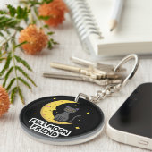 Porte-clés Cute Black Cat on Moon - Full Moon Friend (Devant Droit)