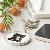 Porte-clés Cute Black Cat with Coffee (Côté)