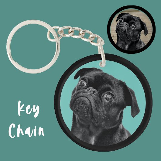Porte-clés Cute Black Pug Face Charm | Unique Custom Dog Love