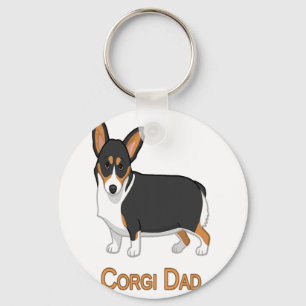 Porte-clés Cute Black Tricolor Pembroke Corgi Dad Dog Lovers