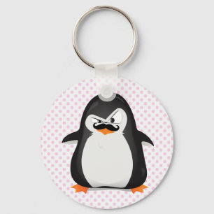 Porte-clés Cute Black  White Penguin And  Funny Mustache