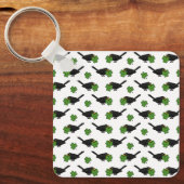 Porte-clés Cute Blackbird avec Shamrock Clover Carton (Recto)