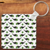 Porte-clés Cute Blackbird avec Shamrock Clover Carton (Verso)