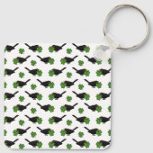 Porte-clés Cute Blackbird avec Shamrock Clover Carton (Dos)