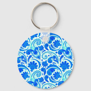 Porte-clés Cute bleu aqua paisley motif