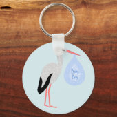 Porte-clés Cute Blue Baby Boy Stork (Recto)