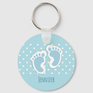 Porte-clés Cute Blue Baby Boy's Feet Illustration