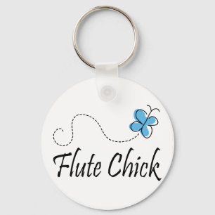 Porte-clés Cute Blue Butterfly Flute Chick Music Cadeau