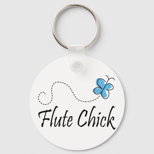 Porte-clés Cute Blue Butterfly Flute Chick Music Cadeau (Recto)
