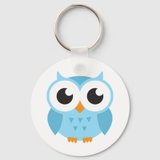 Porte-clés Cute blue cartoon baby owl (Recto)