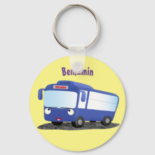 Porte-clés Cute blue modern bus cartoon illustration