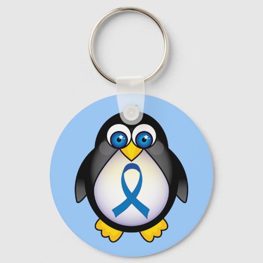 Porte-clés Cute Blue Ribbon Penguin Sensibilisation Kechain (Recto)