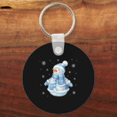 Porte-clés Cute Blue Snowman With Snowflakes Winter Christmas (Recto)