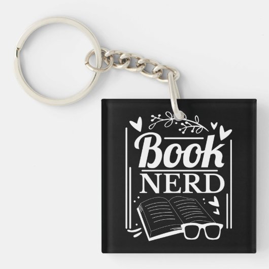 Porte-clés Cute Book Nerd Bookaholic Monogramme (Devant)