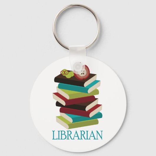 Porte-clés Cute Book Stack Bibliothécaire Cadeau (Recto)
