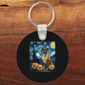 Porte-clés Cute Boxer Halloween Jack-o'-lantern Citrouille Fa (Recto)