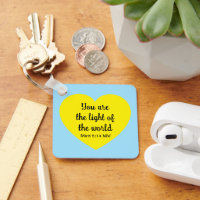 Cute Bright Yellow Heart Lumière du monde Bleu