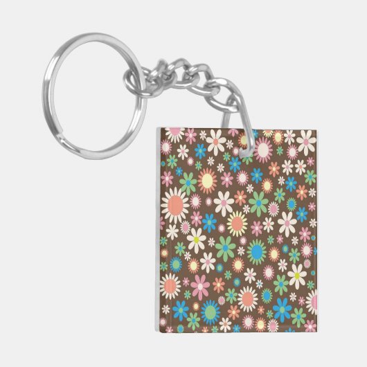 Porte-clés Cute Brown Flower Power Pattern (Devant gauche)