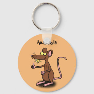 Porte-clés Cute brown rat thumbs up cartoon
