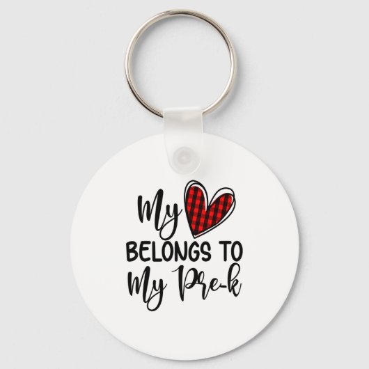 Porte-clés Cute Buffalo Plaid Heart Valentines Day For Pre K  (Recto)
