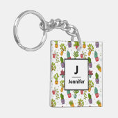 Porte-clés Cute Cactus Nature Succulents Monogramme Motif (Devant gauche)