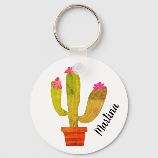 Porte-clés Cute cactus plant keychain with custom name (Recto)