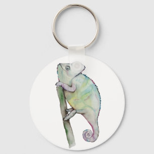 Porte-clés Cute caméléon peint en aquarelle