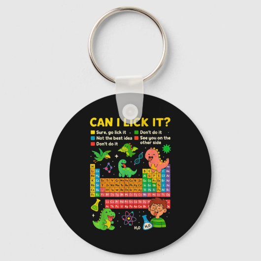 Porte-clés Cute Can I Lick It Dino Periodic Table Science Hum (Recto)