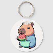 Porte-clés Cute Capybara Eating Watermelon (Verso)