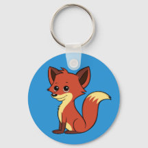 Cute carton Fox Porte - clé bleu