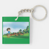Porte-clés Cute Cartoon Boy Golf Fun Golf Amusant Golf Lover  (Dos)