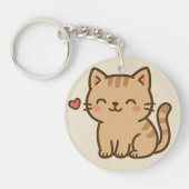 Porte-clés Cute Cartoon Cat Round Keychain – Full Print Desig (Devant)
