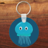 Porte-clés Cute Cartoon Jellyfish In Blue Ocean (Recto)