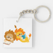 Porte-clés Cute Cartoon Lecteurs Lion Acrylique Porte - clé (Dos)