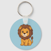 Porte-clés Cute Cartoon Lion on Blue (Recto)