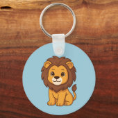 Porte-clés Cute Cartoon Lion on Blue (Recto)