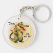 Porte-clés Cute Cartoon Smiling Crocodile "Come Play With Me" (Dos)